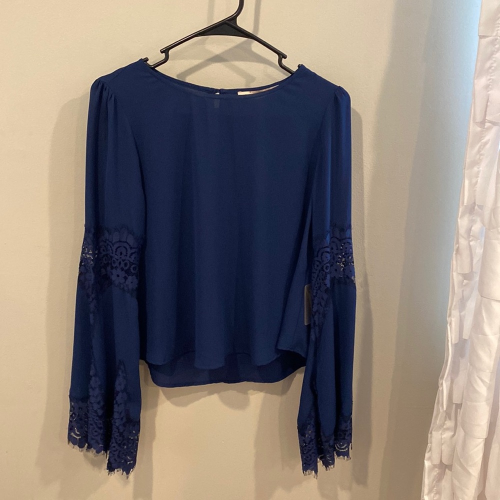 Woven Navy Top